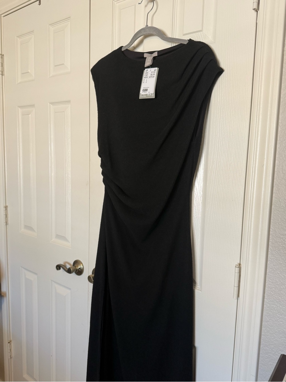 NWT H&M Black Midi Dress with Cap Sleeves - Picture 2 of 5